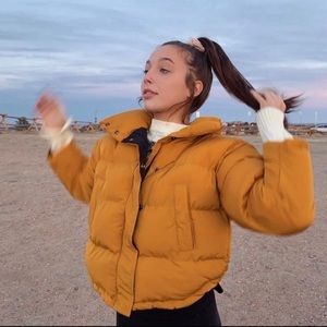 Cropped Yellow Puffer Jacket